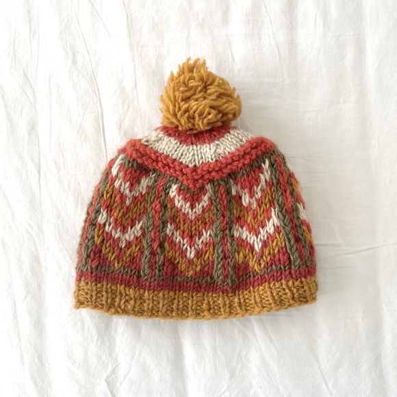 Handmade Wool Woven Pom Beanie Hat - Picture 1 of 4